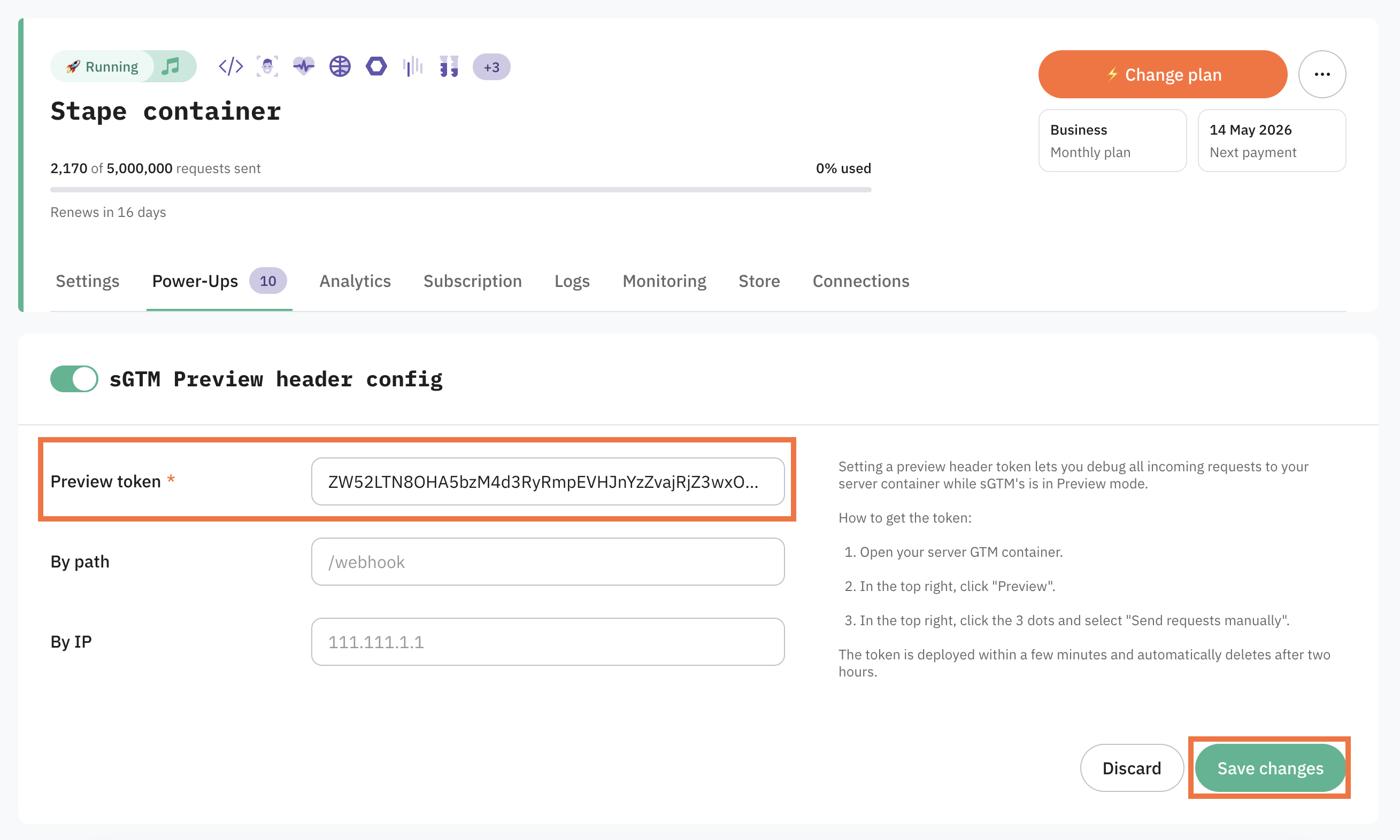 Preview token