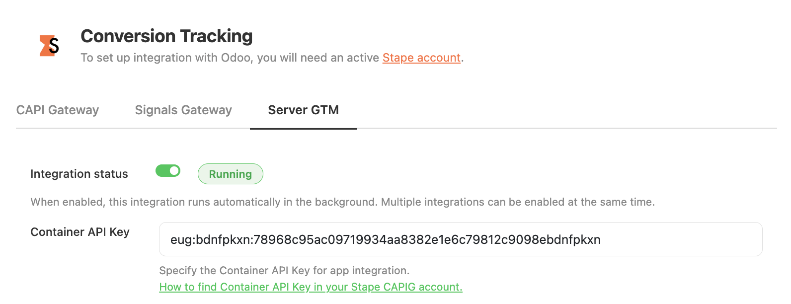 Stape account data