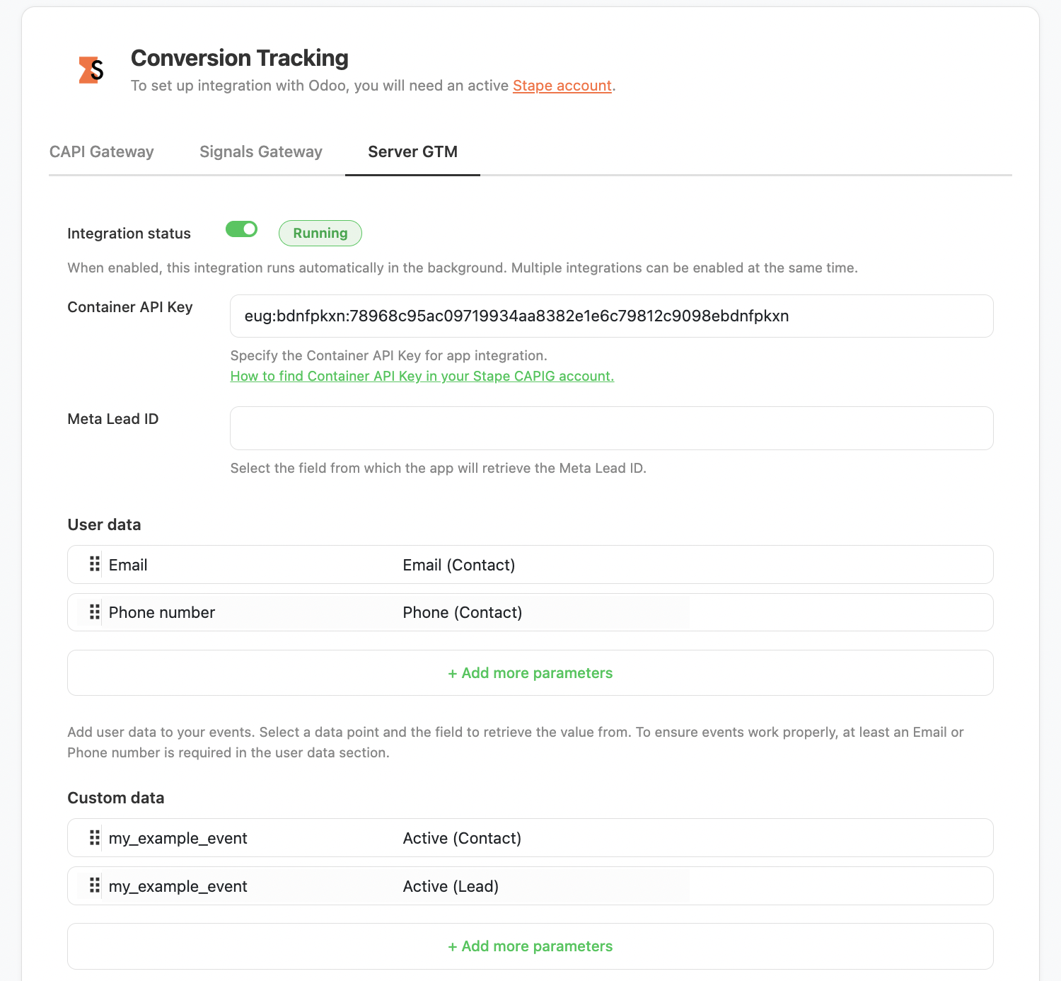 Stape Conversion Tracking app for Odoo CRM