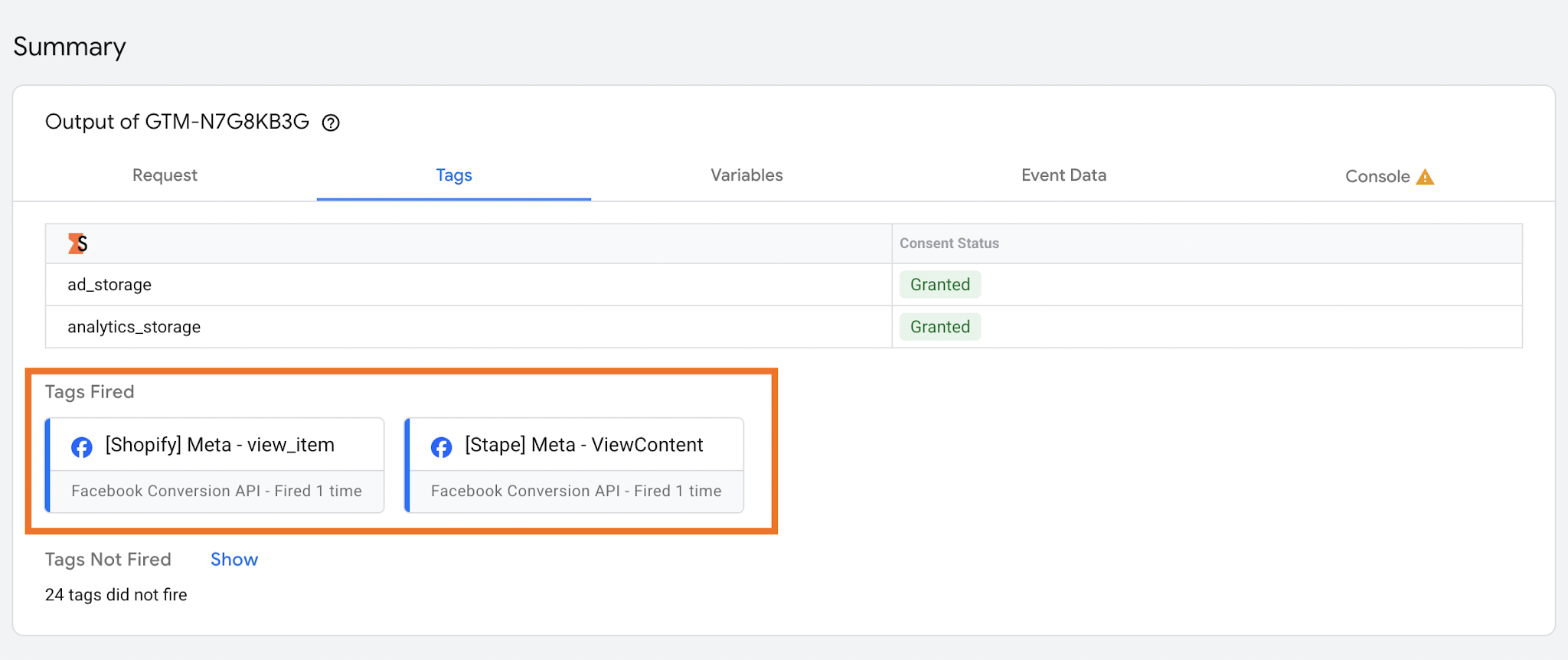 Meta tags fired in the server GTM container
