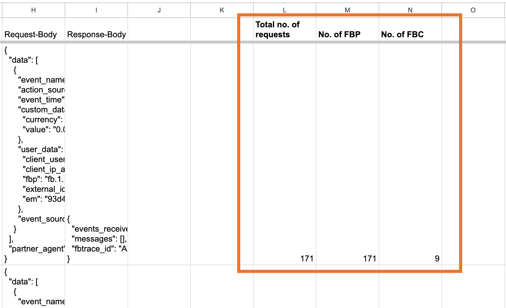 Google Sheet example