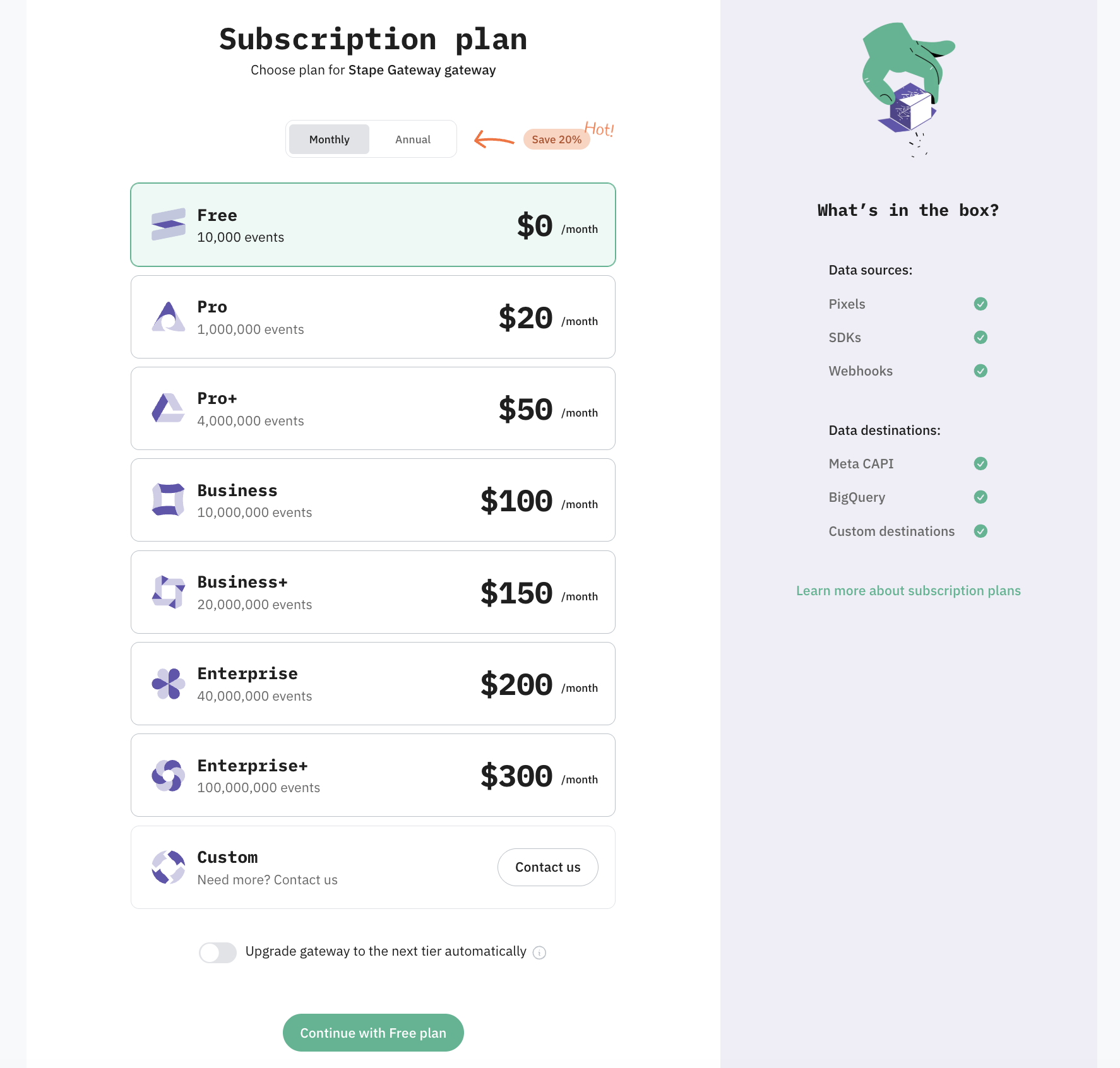 Select a subscription plan