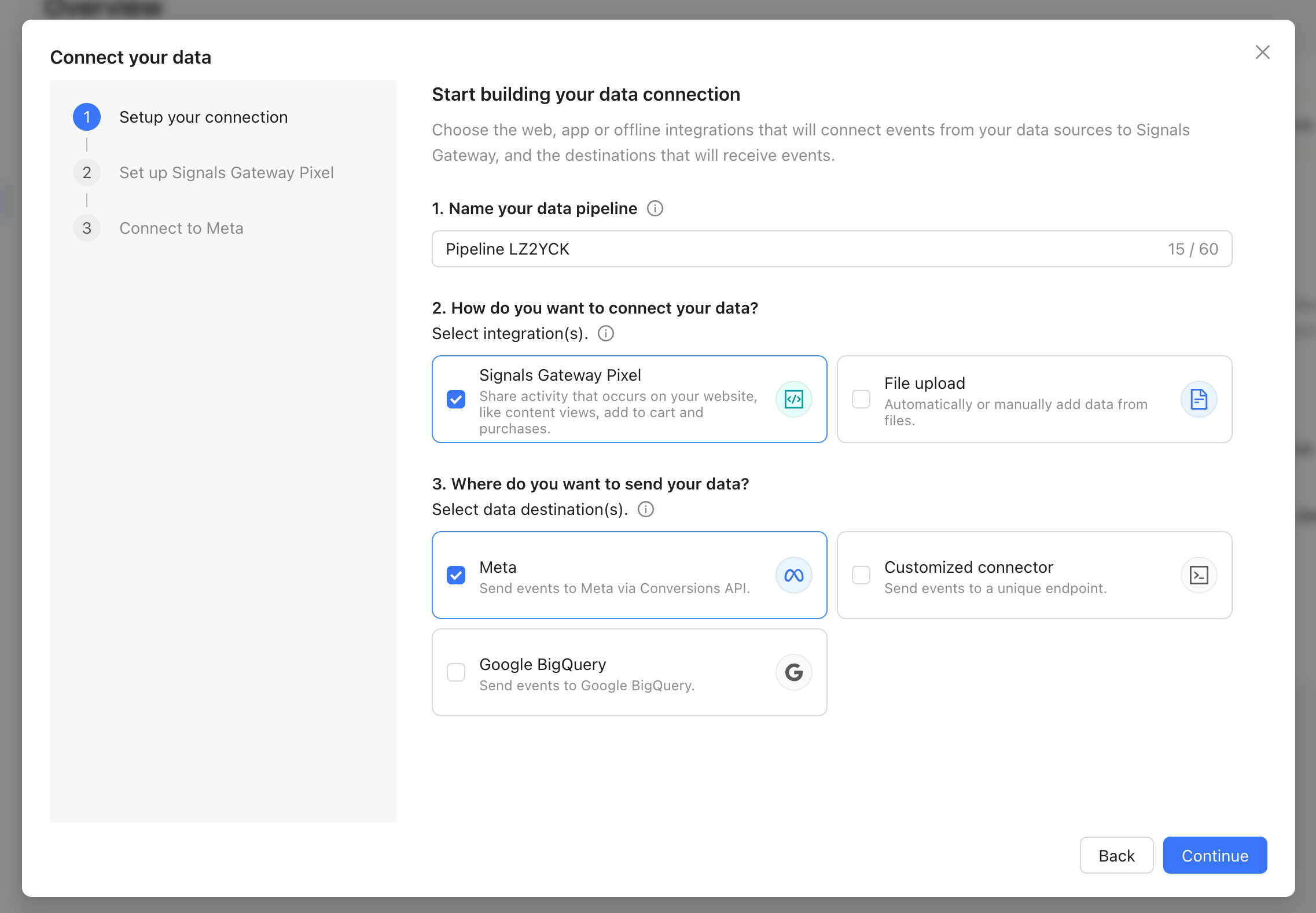 Start building your data connection