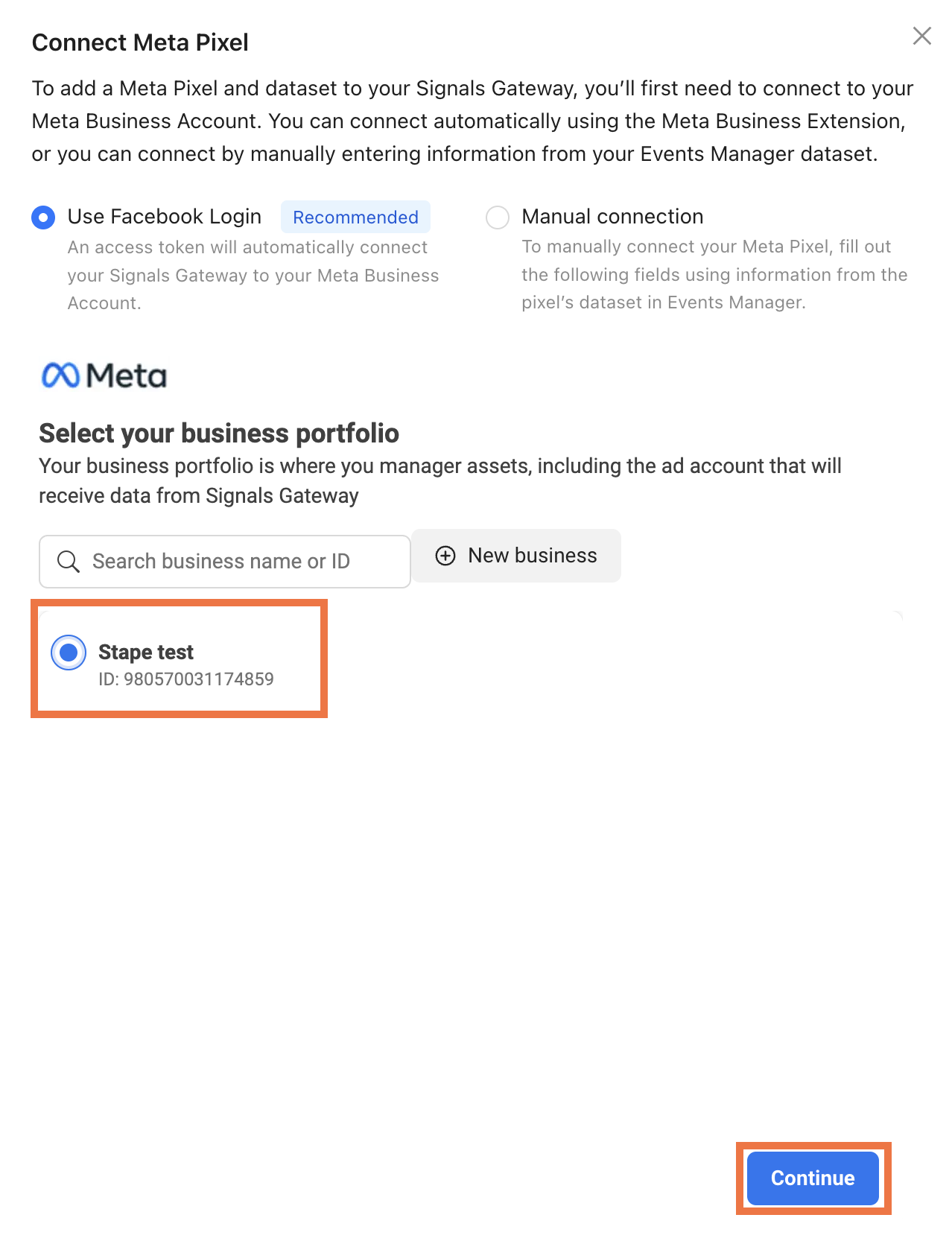 Select your business portfolio