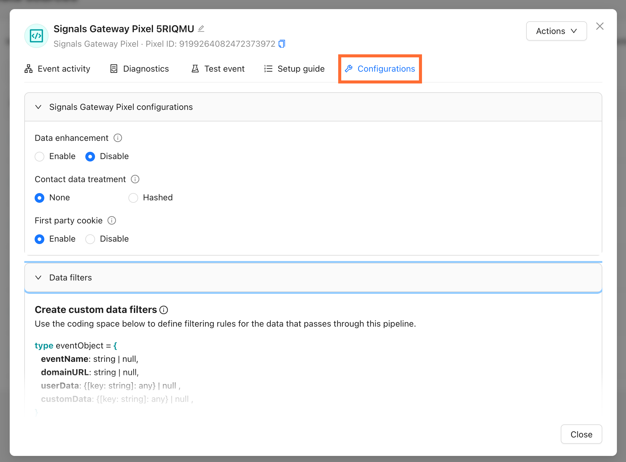 Data source configuration