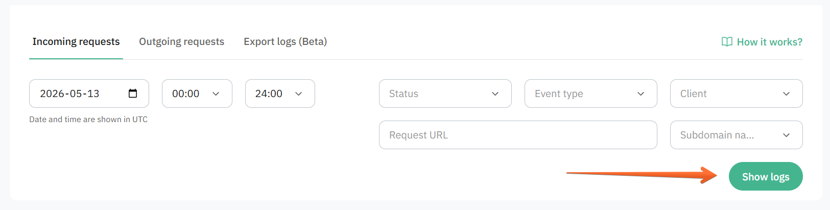 Configure your Logs request