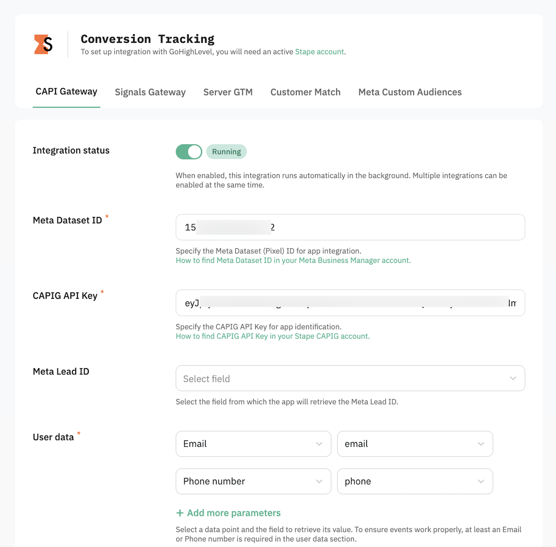 Stape Conversion Tracking app for HighLevel CRM