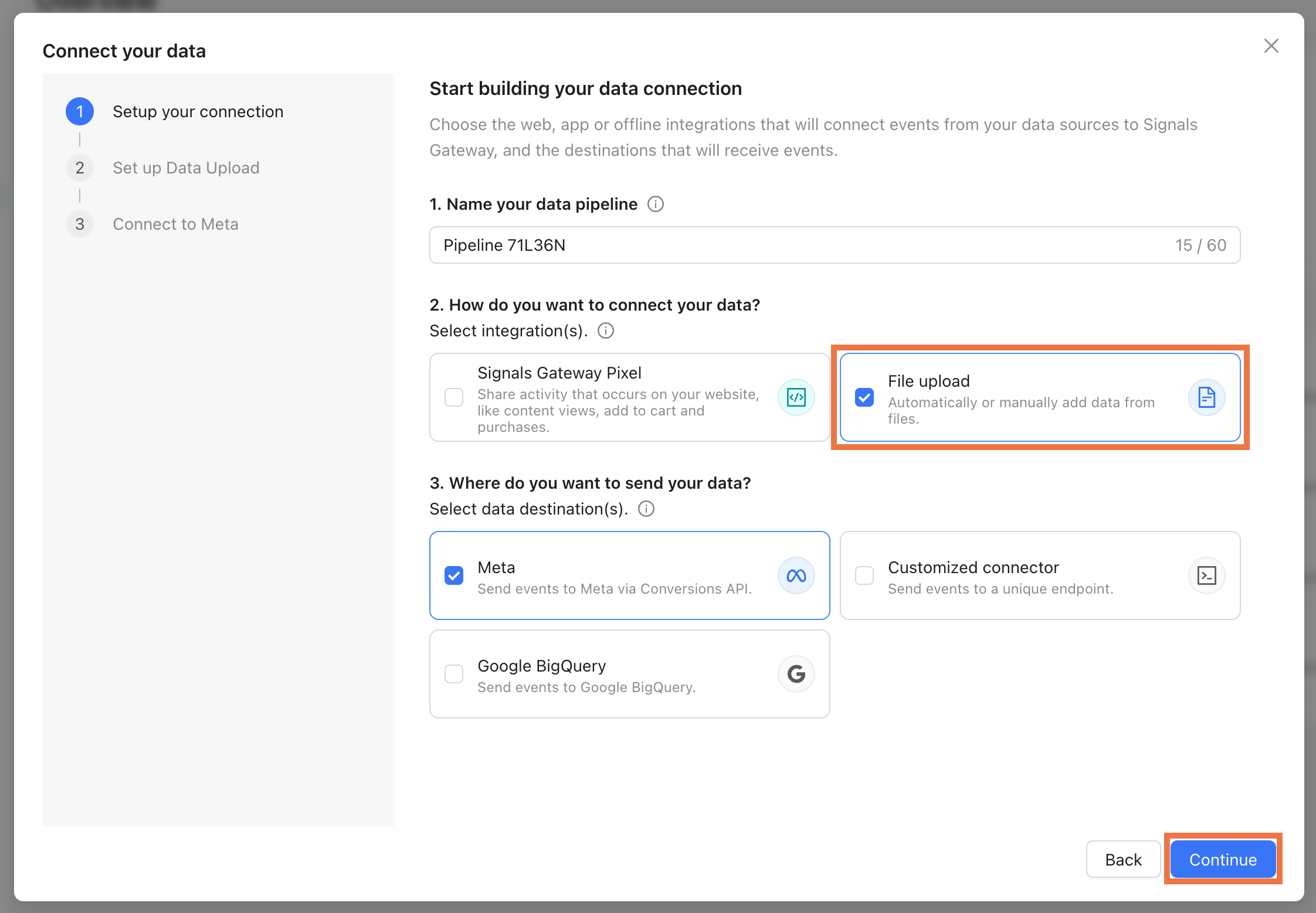File upload data source