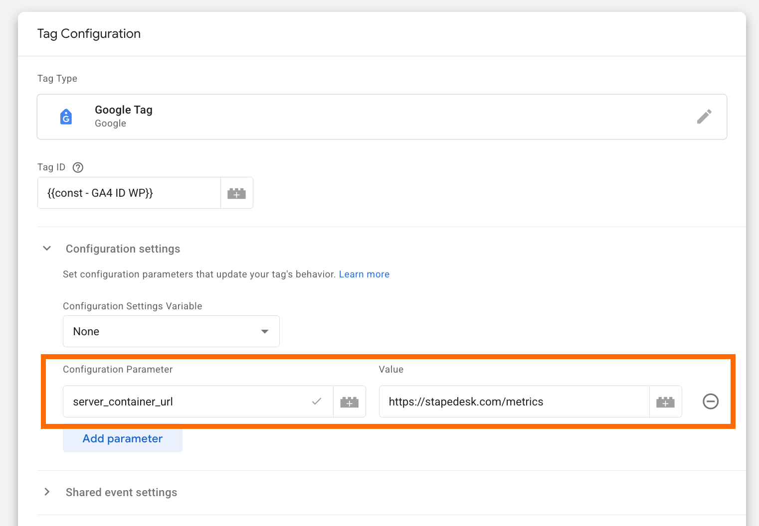 Agregar la URL del contenedor de servidor en el GTM web y de servidor