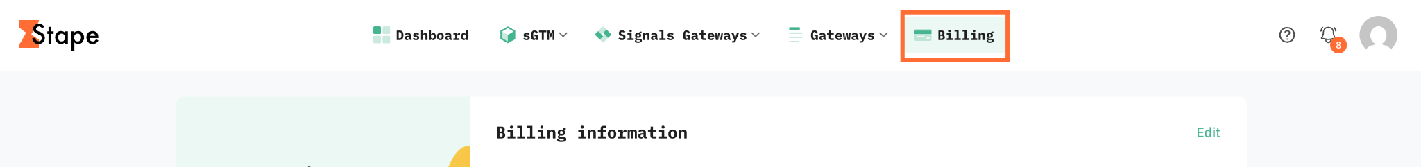 In the top menu, click Billing.