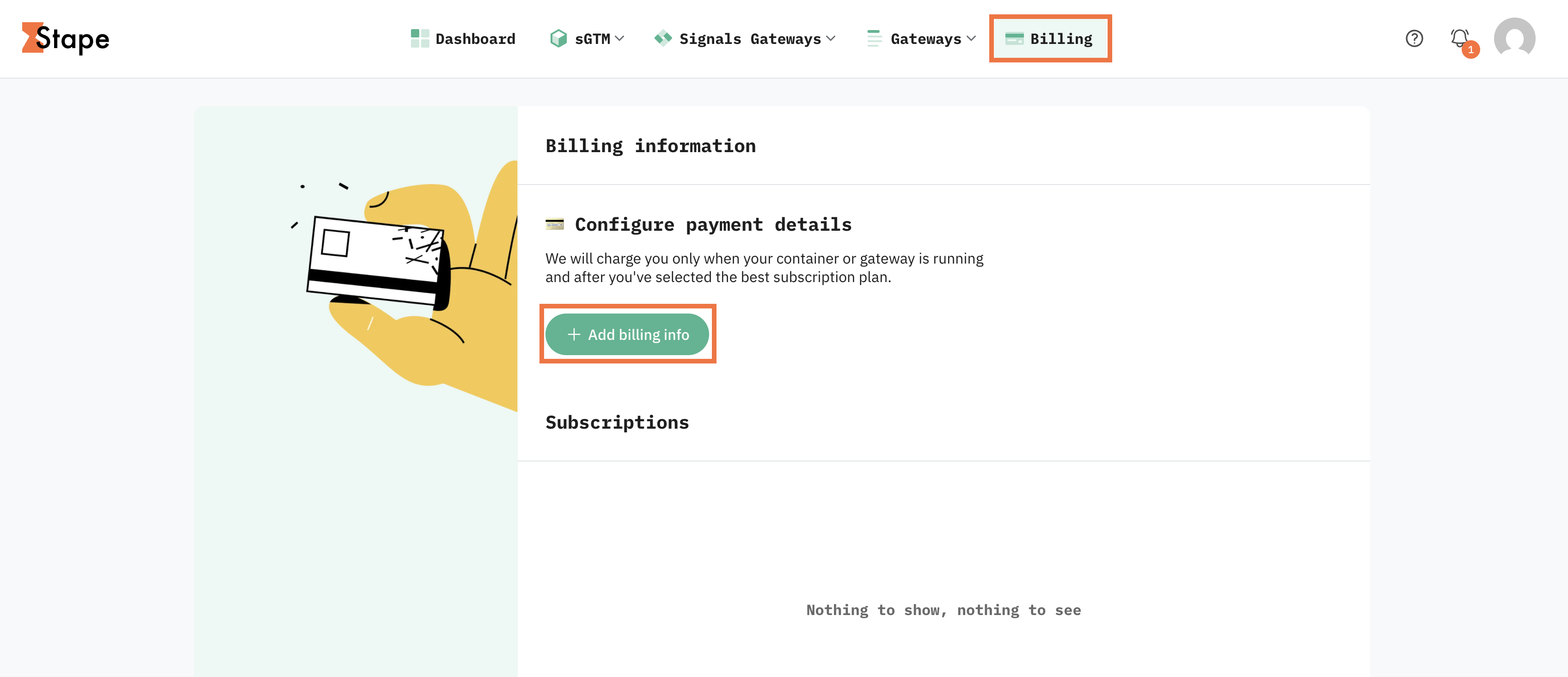 "Add billing info" button
