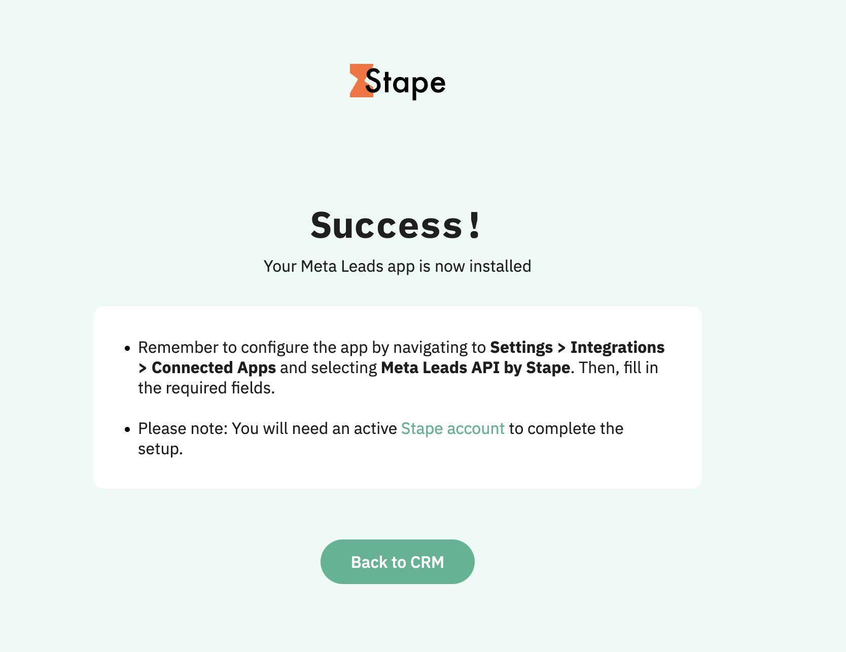 success screen
