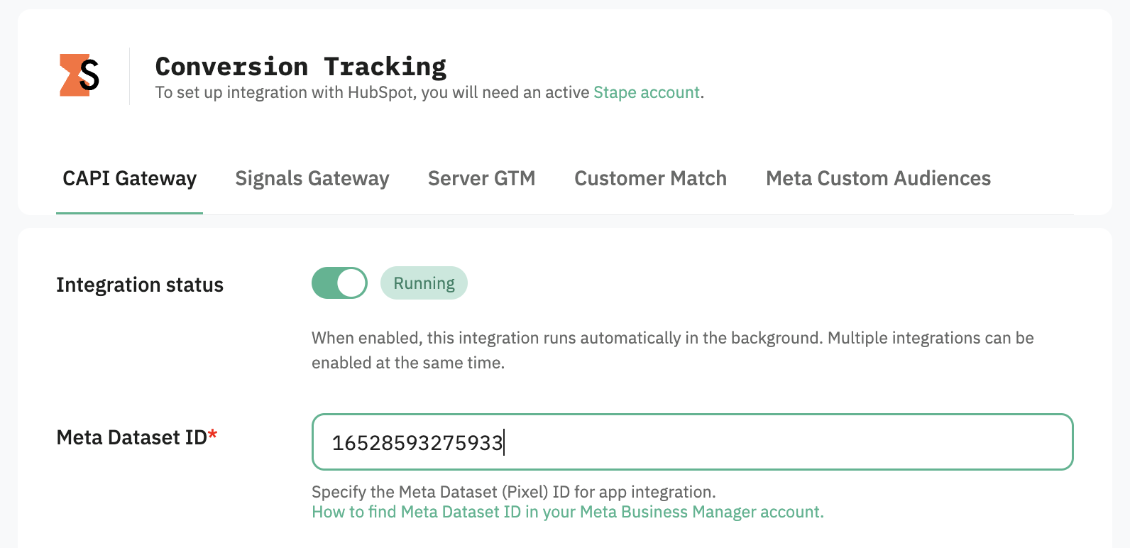 Meta and Stape accounts data