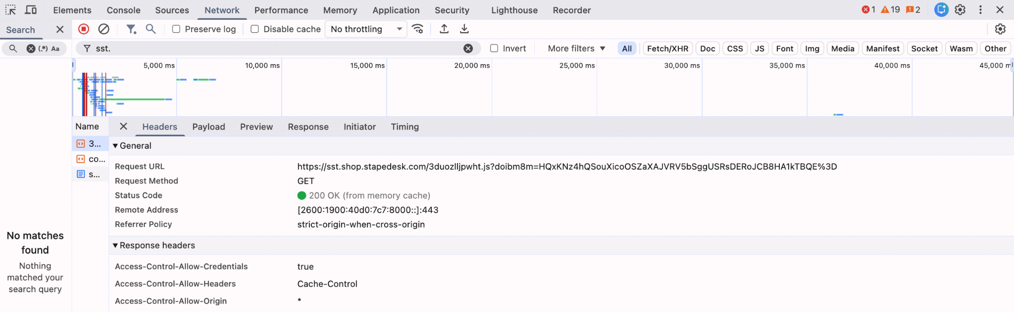 Tabblad ‘Network’ in de browserconsole