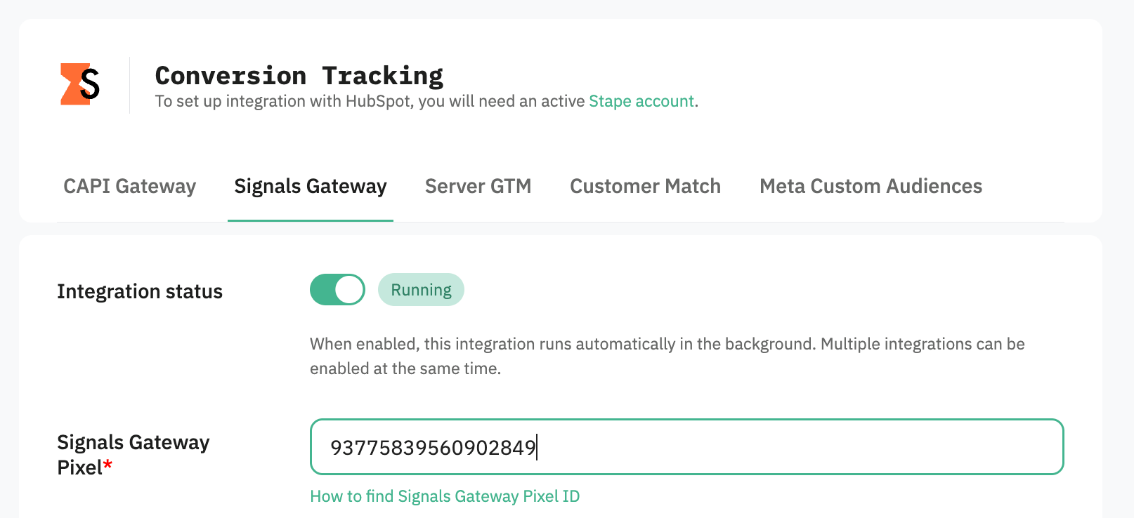 Signals and Stape accounts data