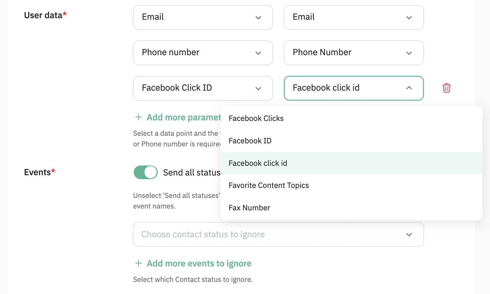 Configure additional User data