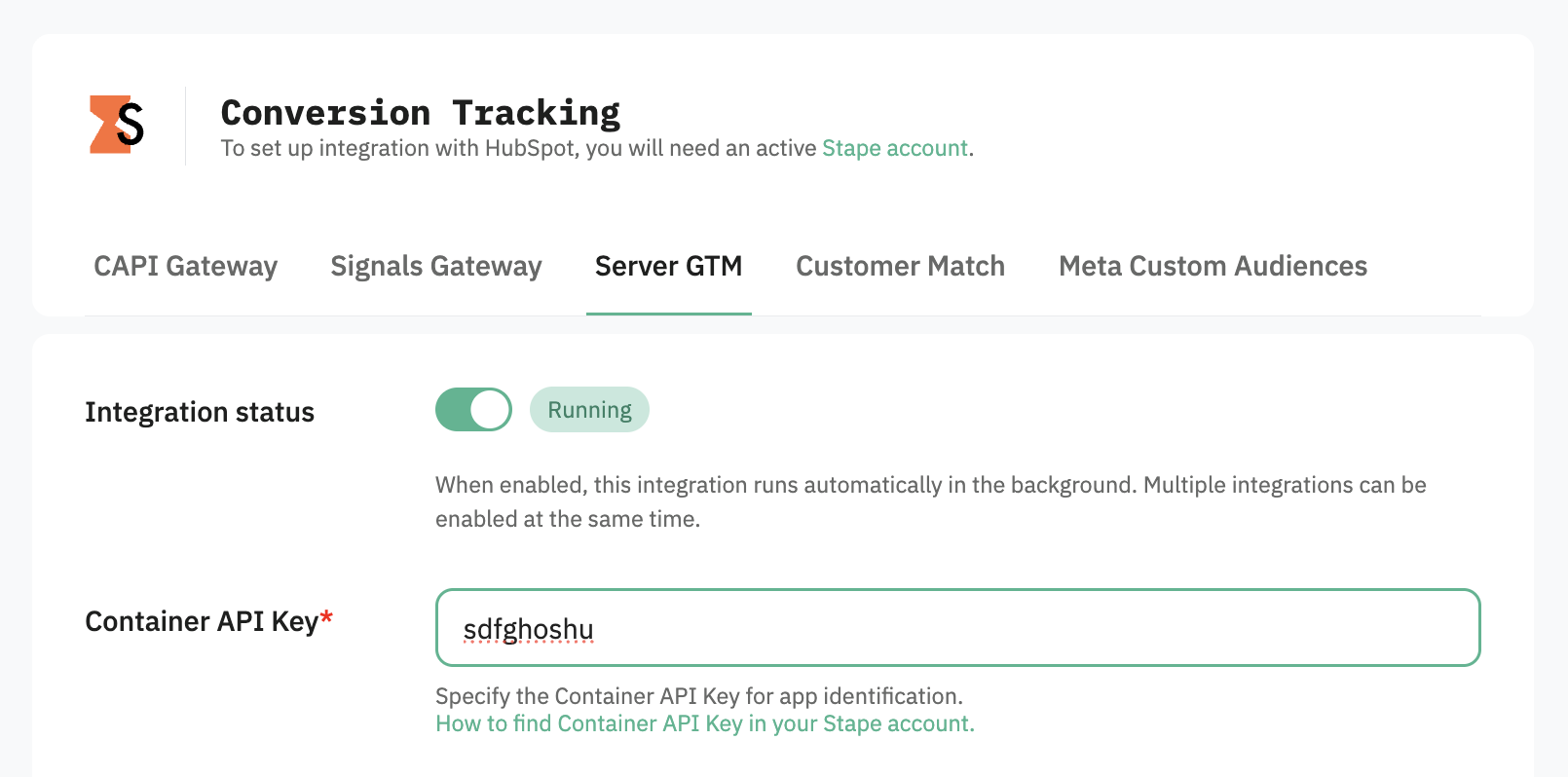 Stape account data