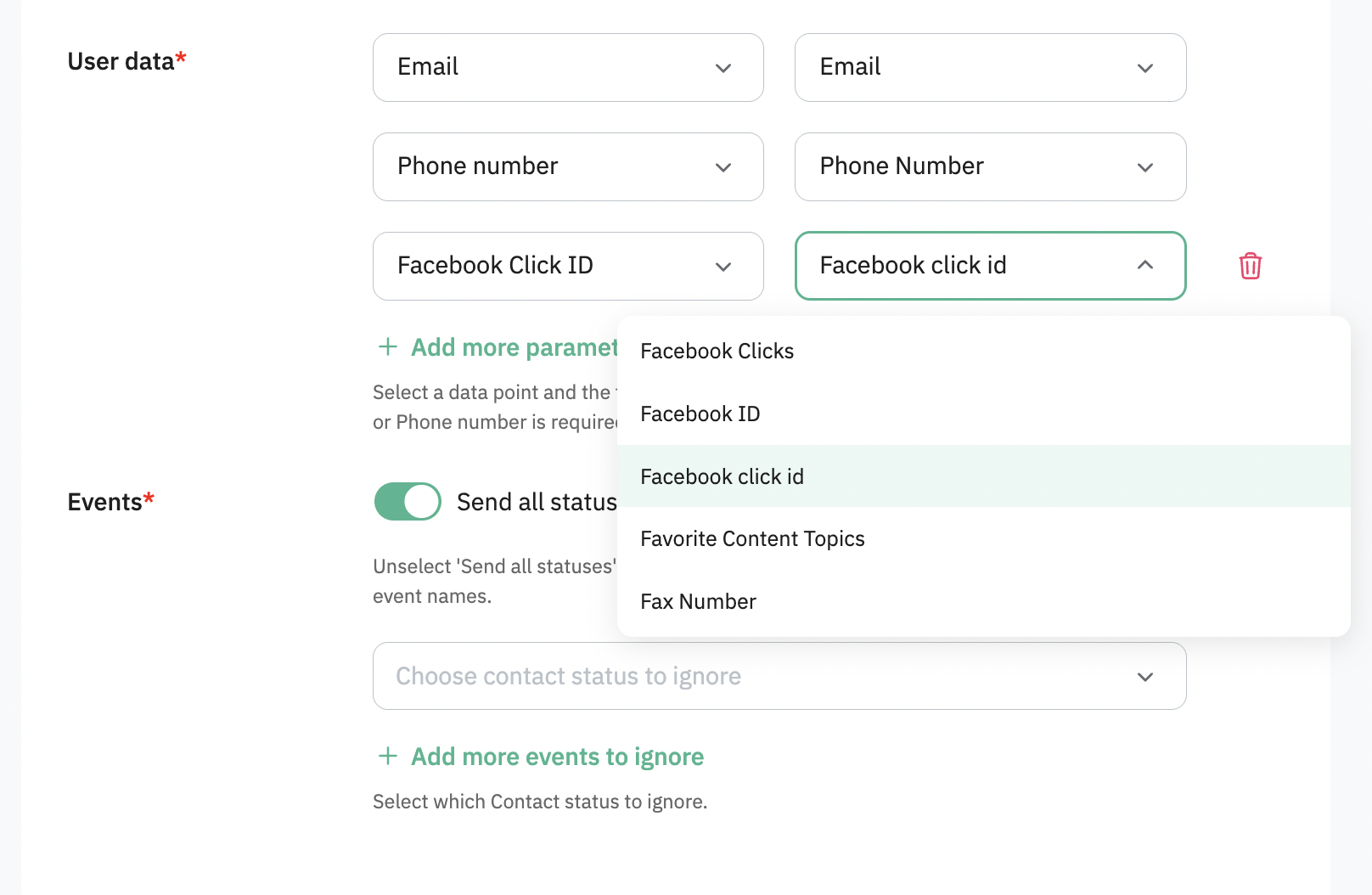 Configure additional User data