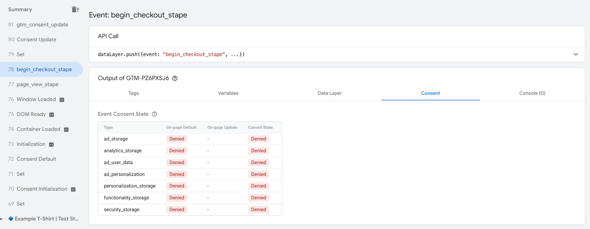Status "Denied" as the default and current status