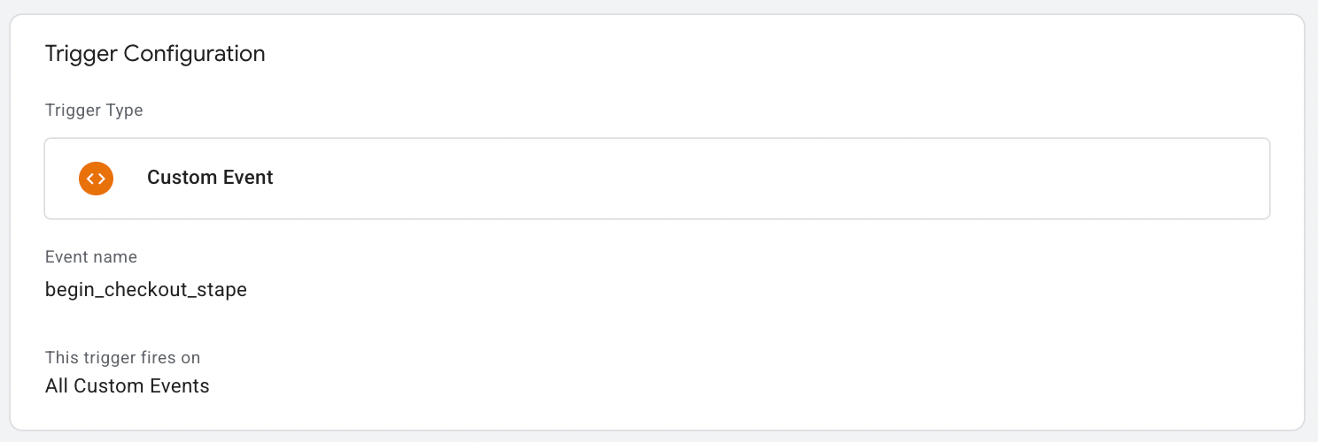 Begin checkout trigger config