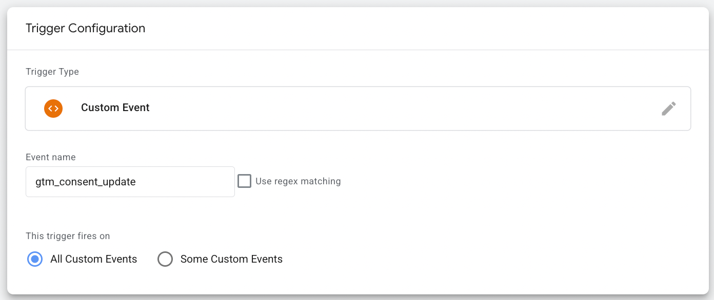 Consent update trigger config