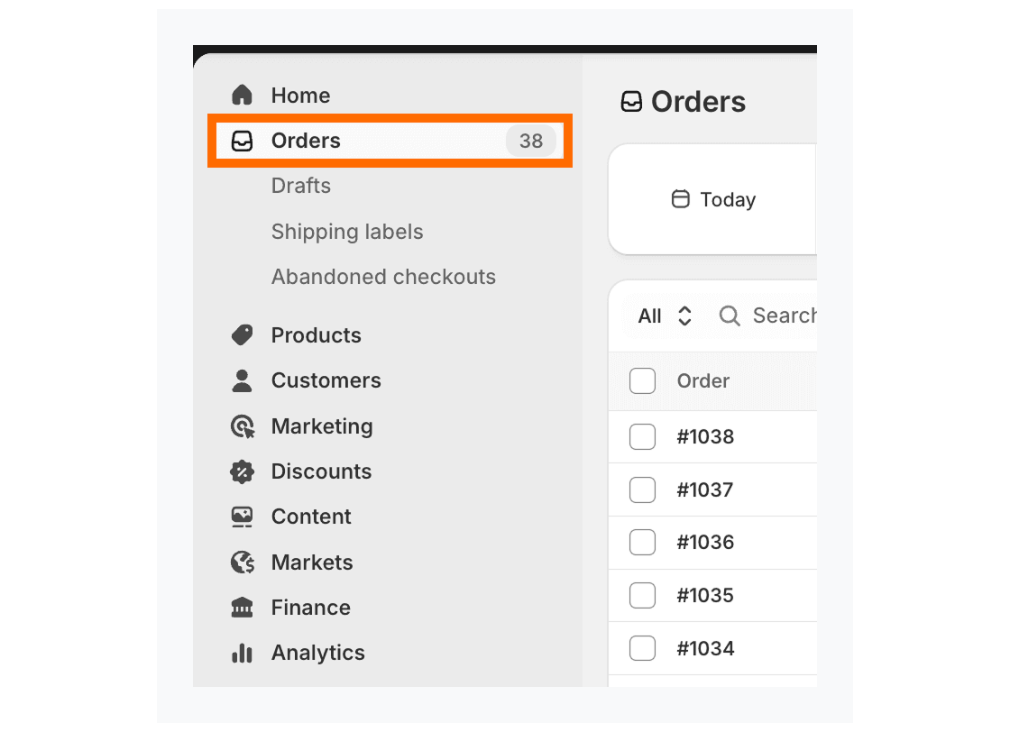 Check the orders in your Shopify account over a specific date.