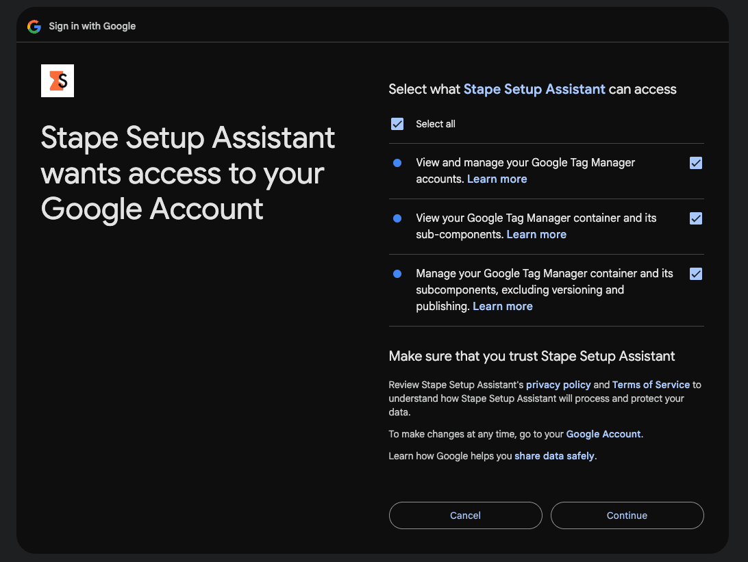 Authorize with a Google account