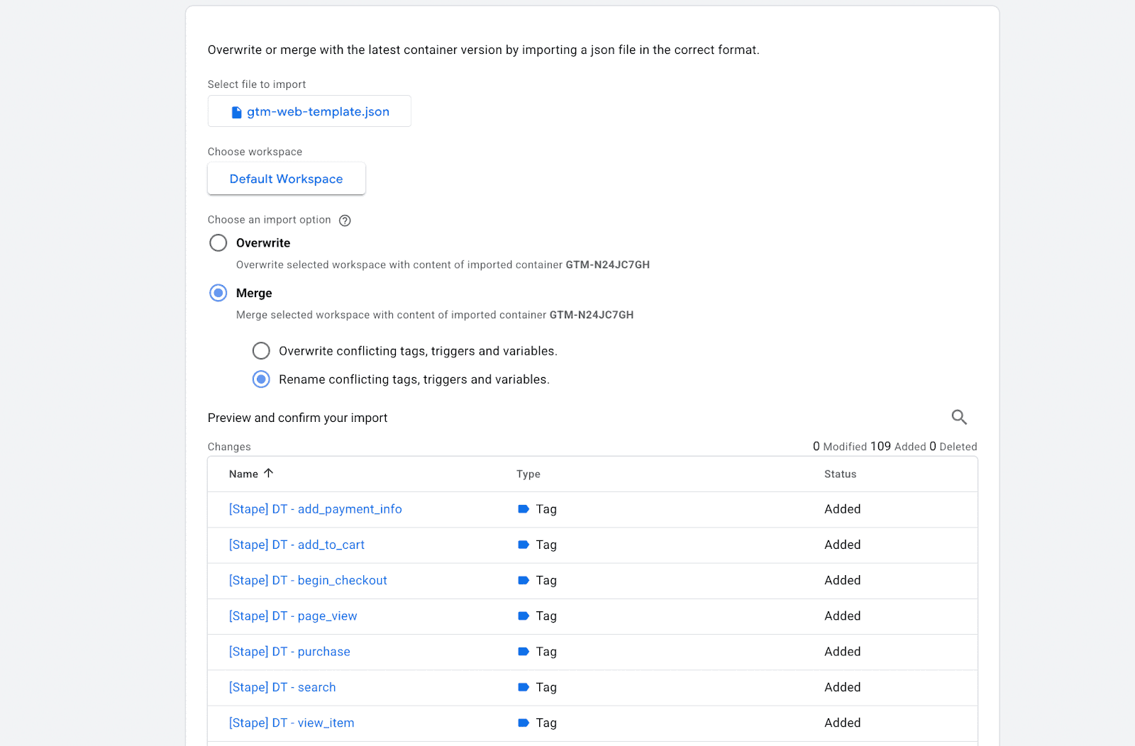 Click "Add to workspace"