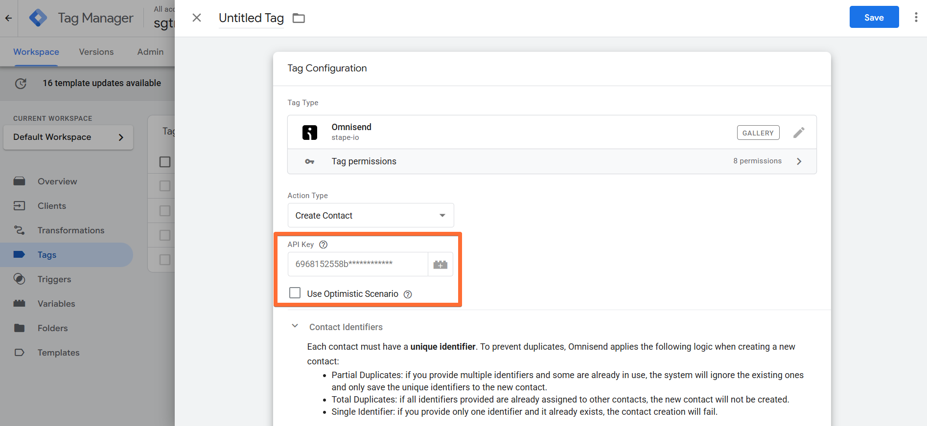 API Key and Optimistic Scenario
