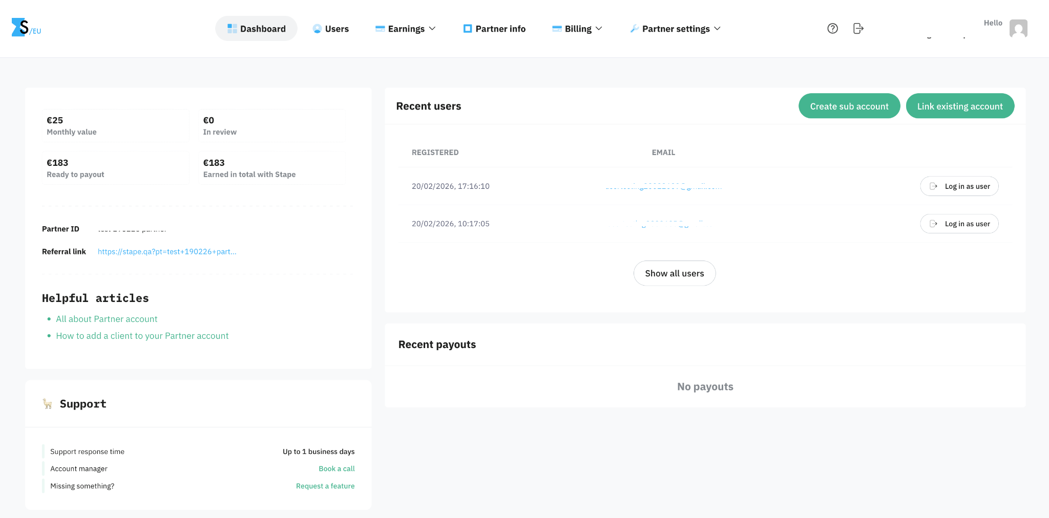 Stape dashboard