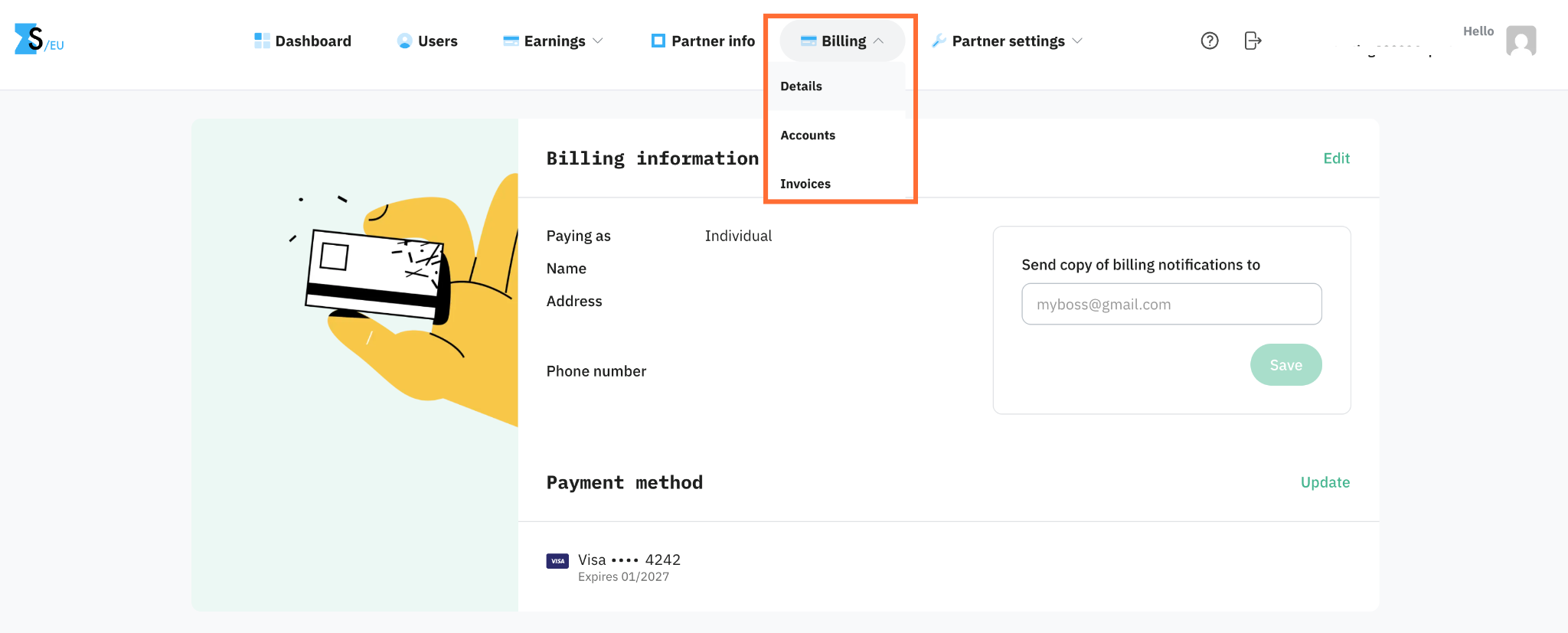 Billing section