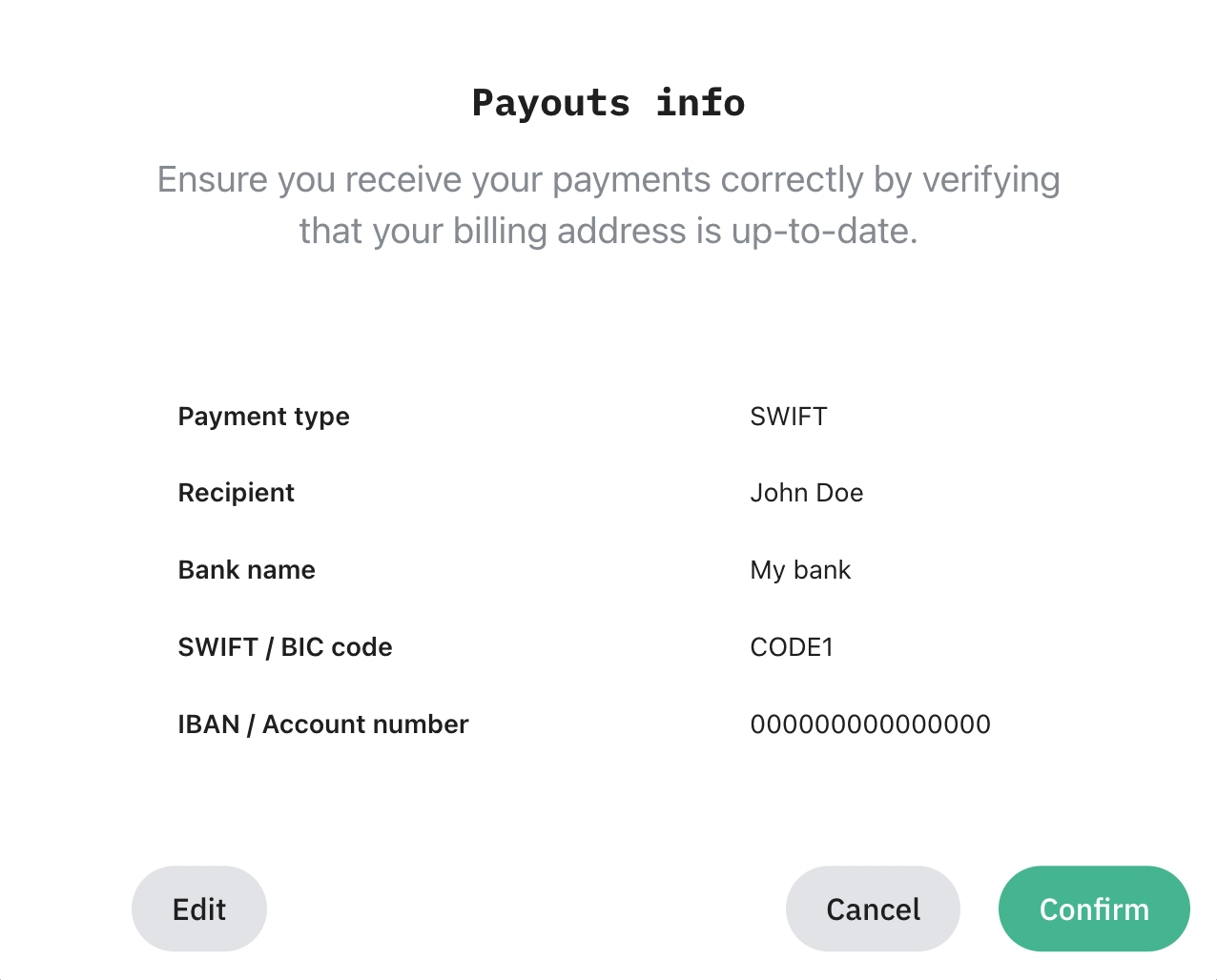 Payouts info