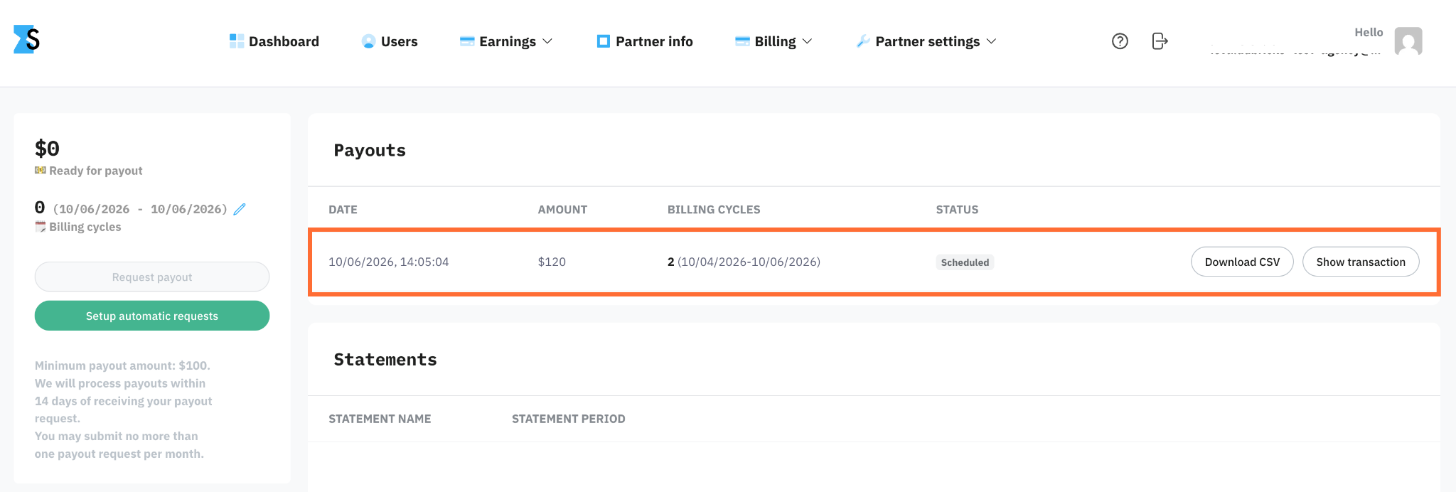 Scheduled payment