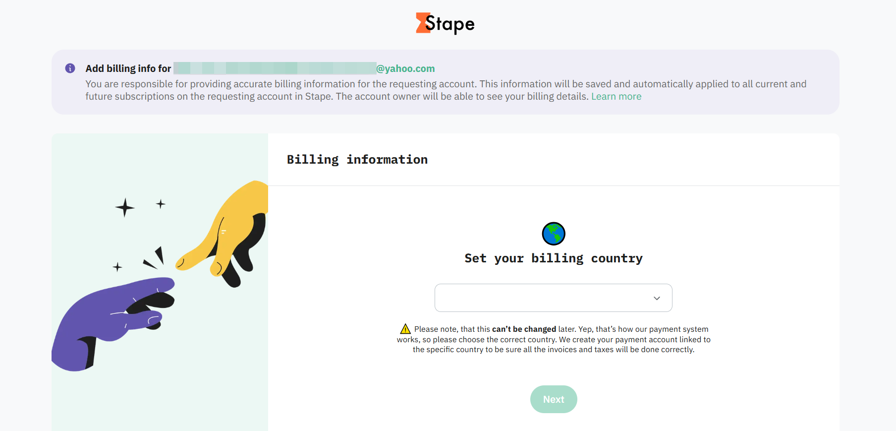 select your billing country