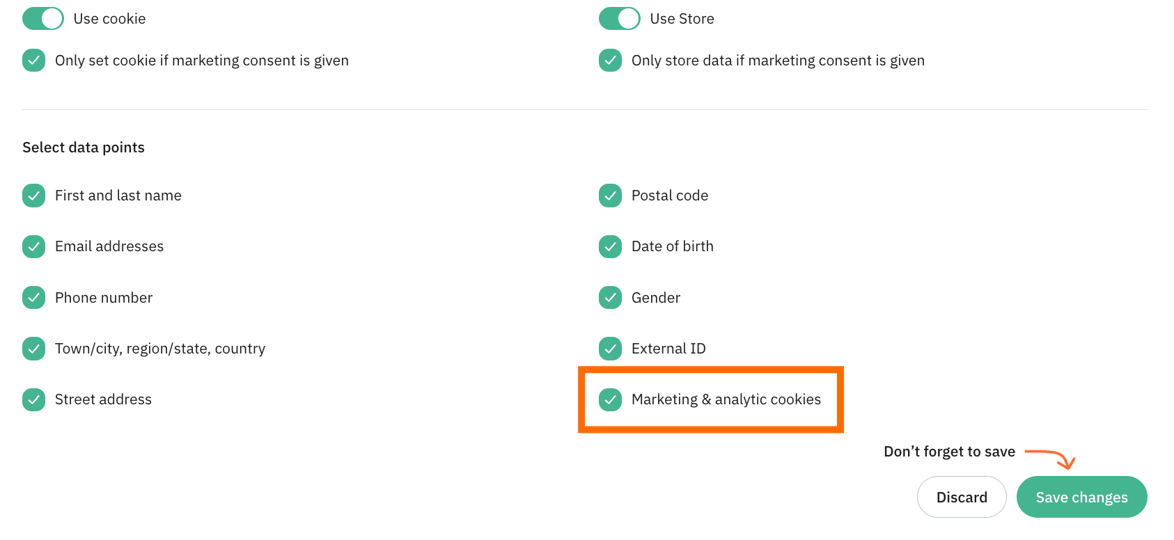 Marketing analytics cookies
