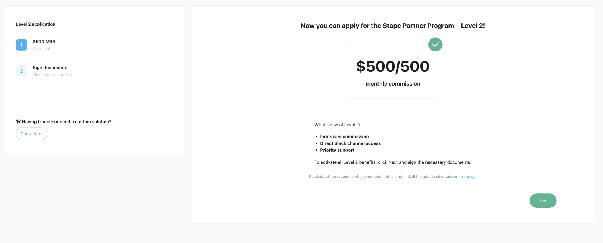Level 2 partner program application