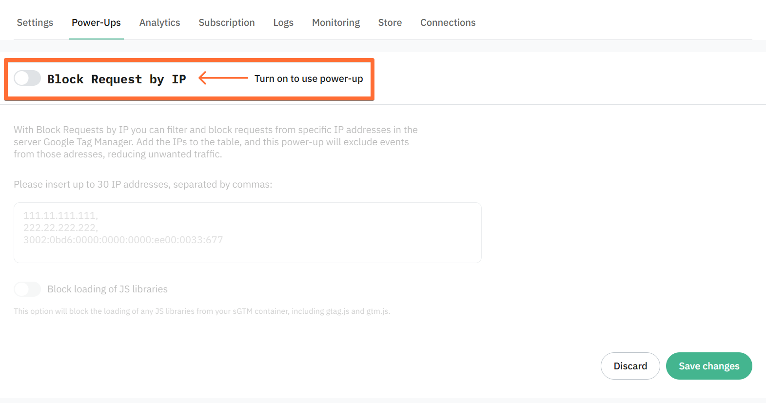 Block Request by IP toggle