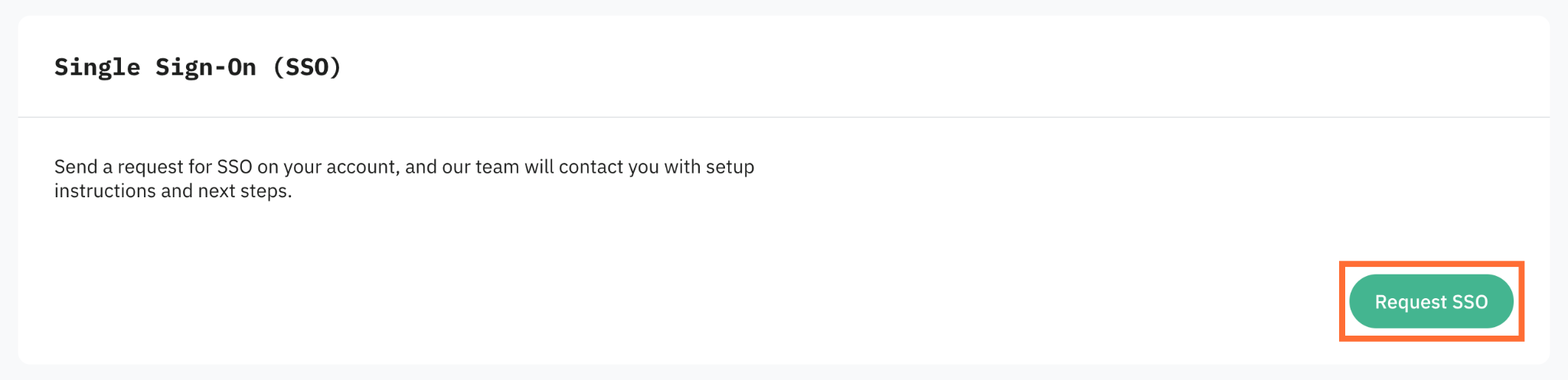 "Request SSO" button