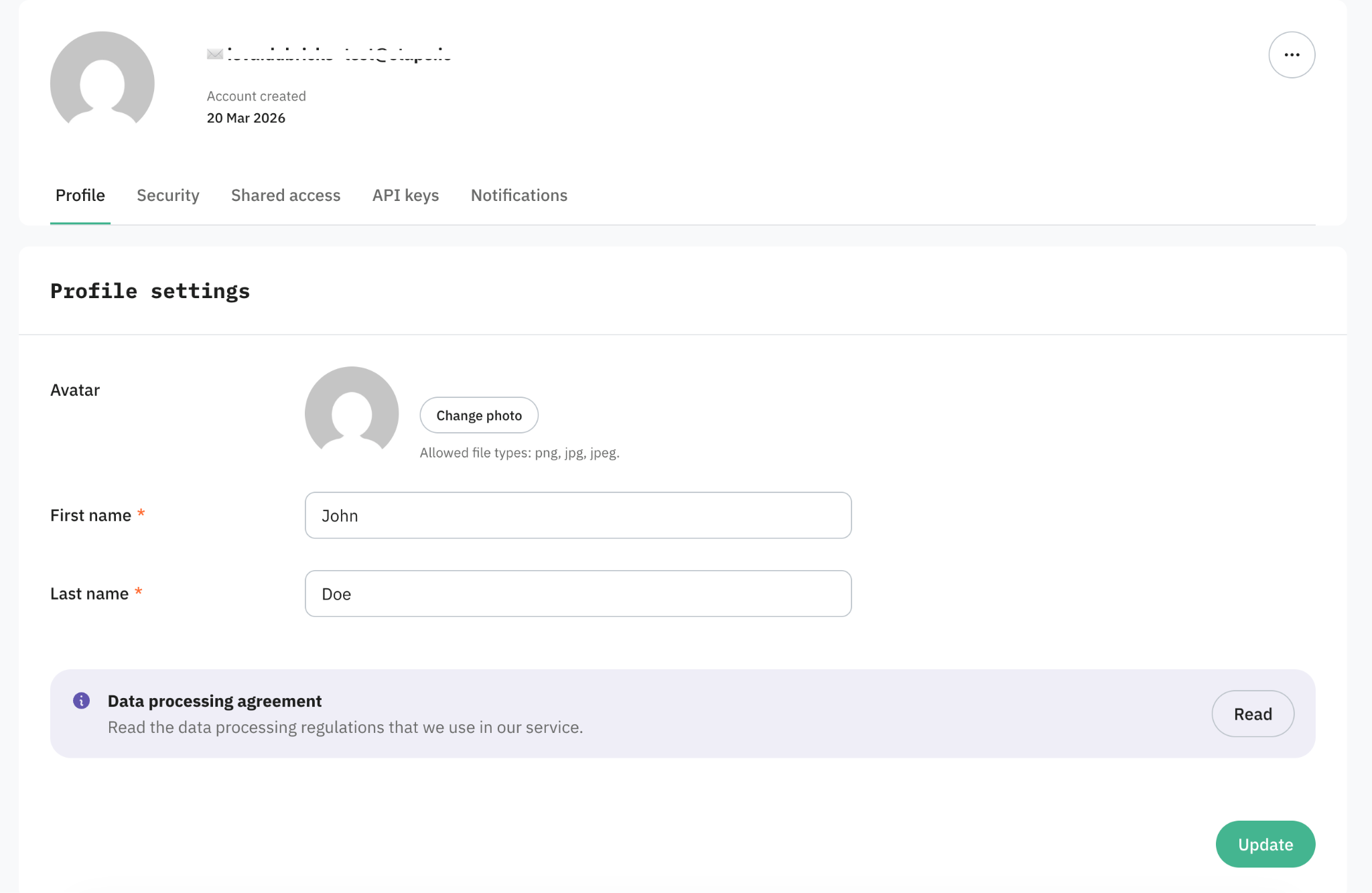 Profile settings
