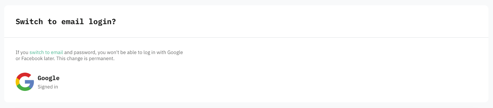 Switch to email login