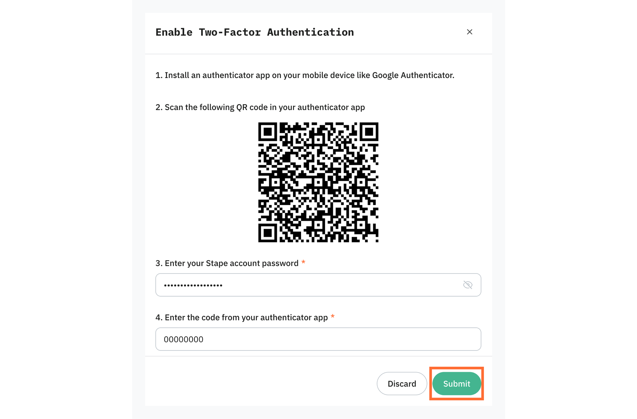 "Submit" button