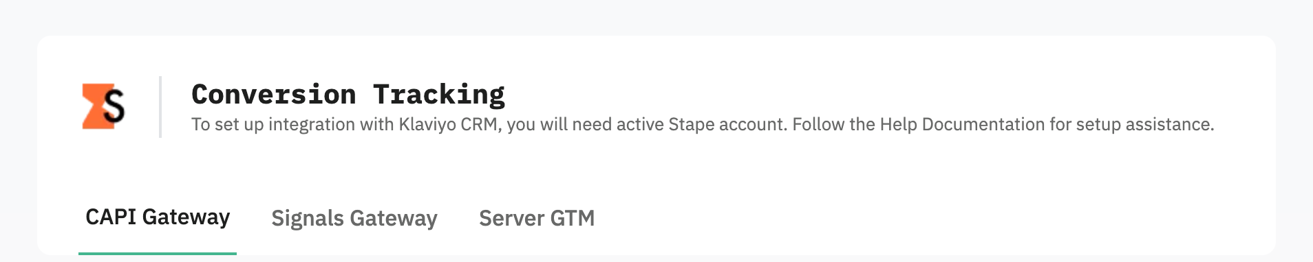 Integration methods separate tabs