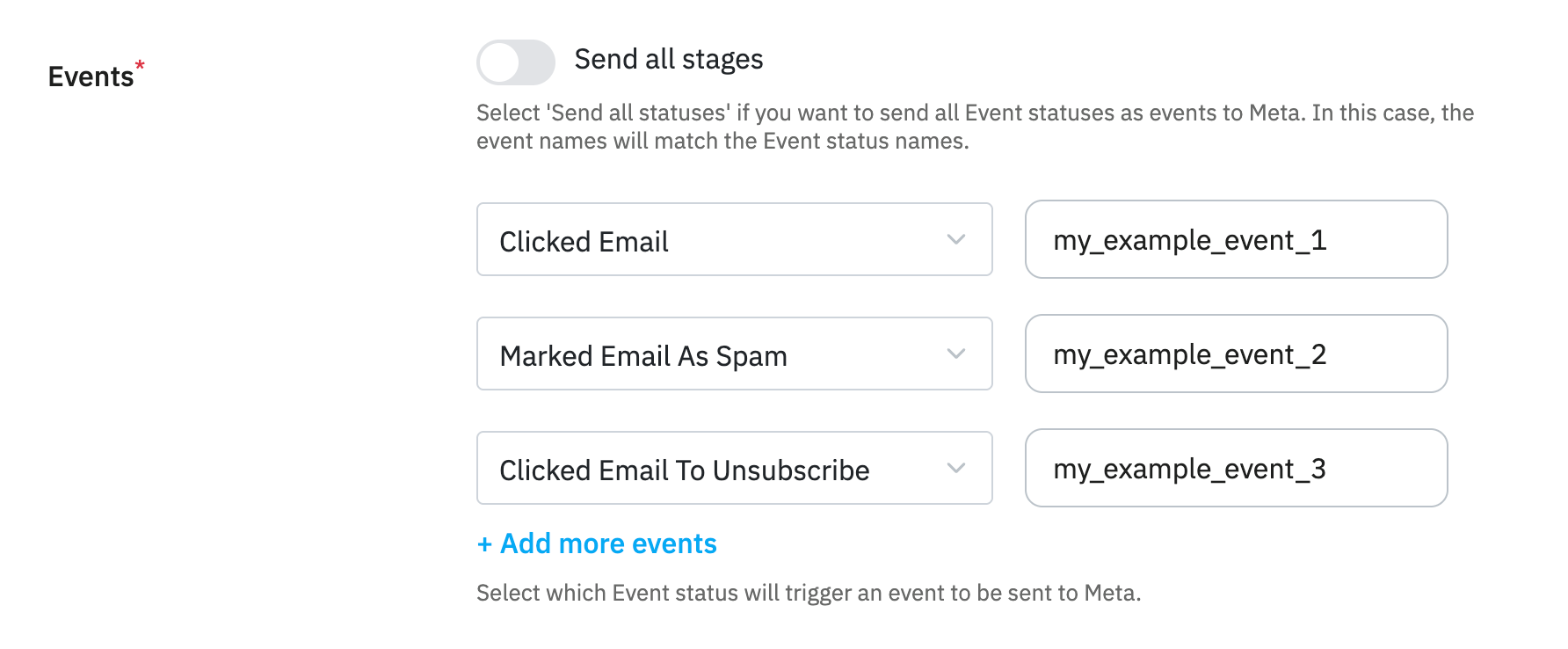 Events configuration