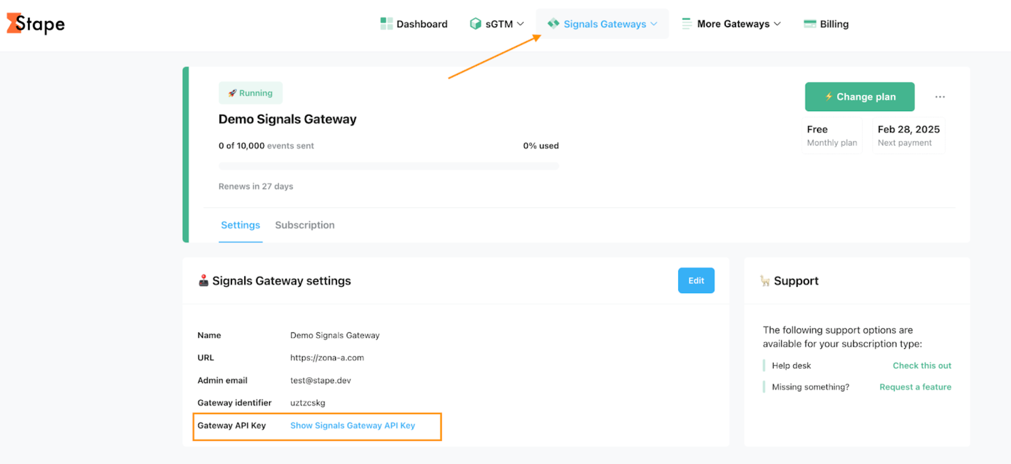 Signals Gateway API Key