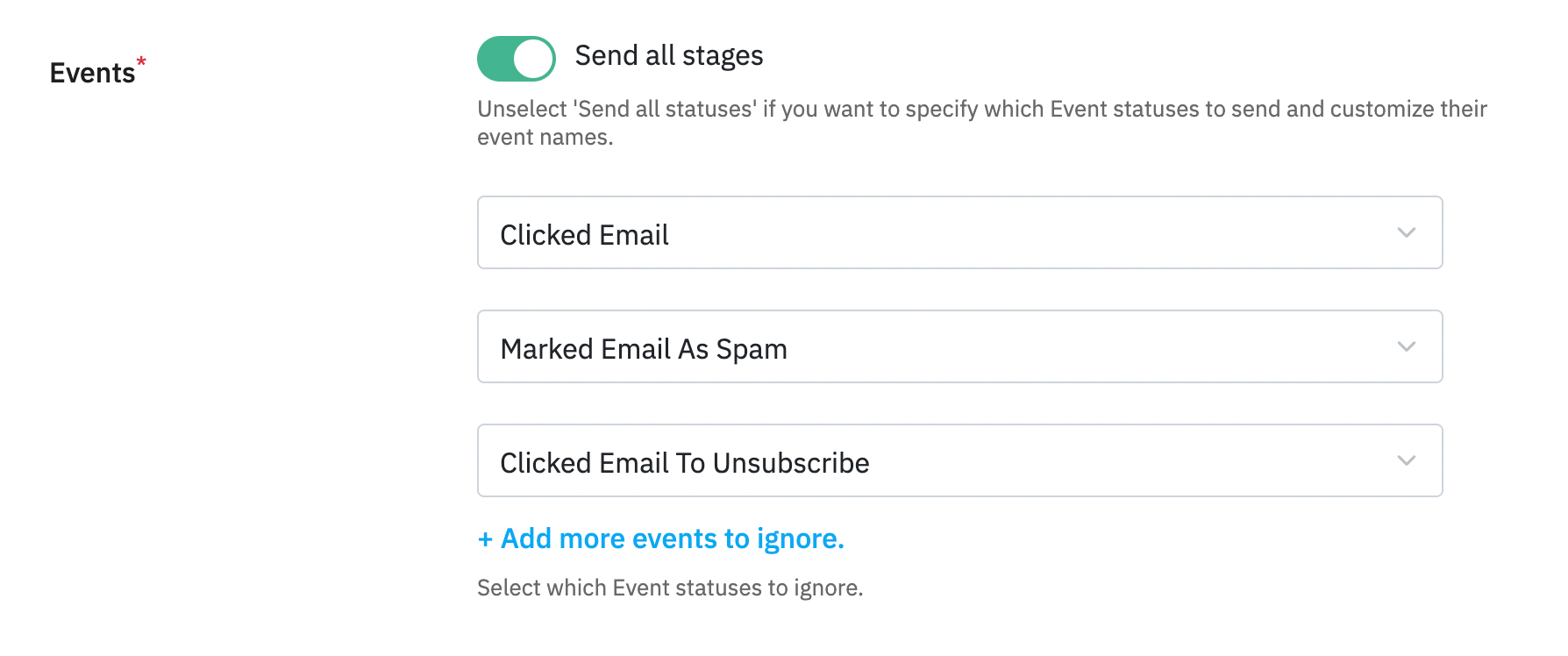 "Send all stages" toggle