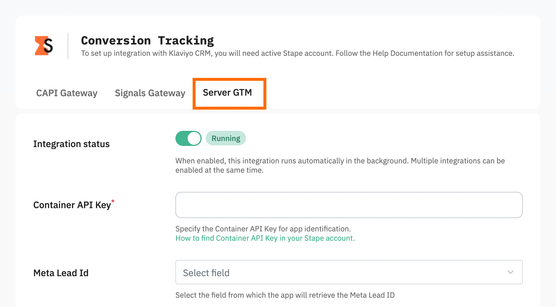 Server GTM tab