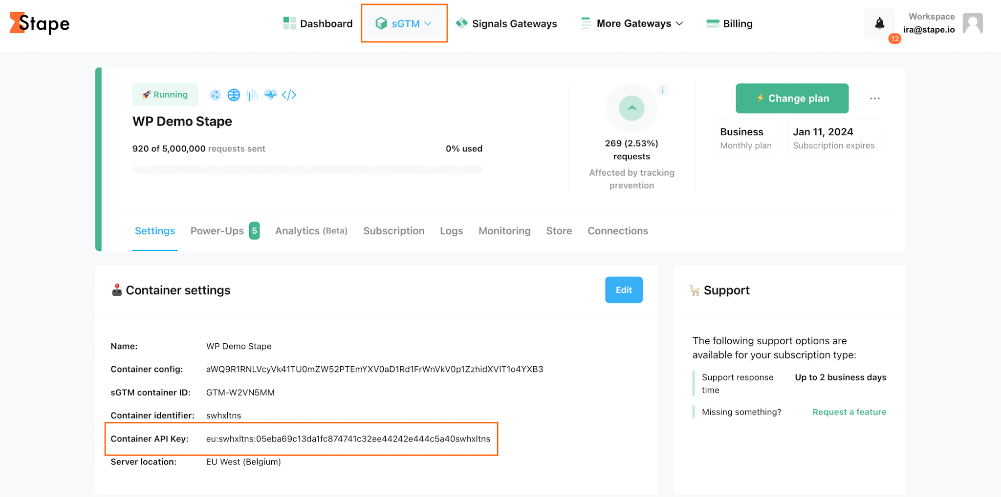 Container API Key