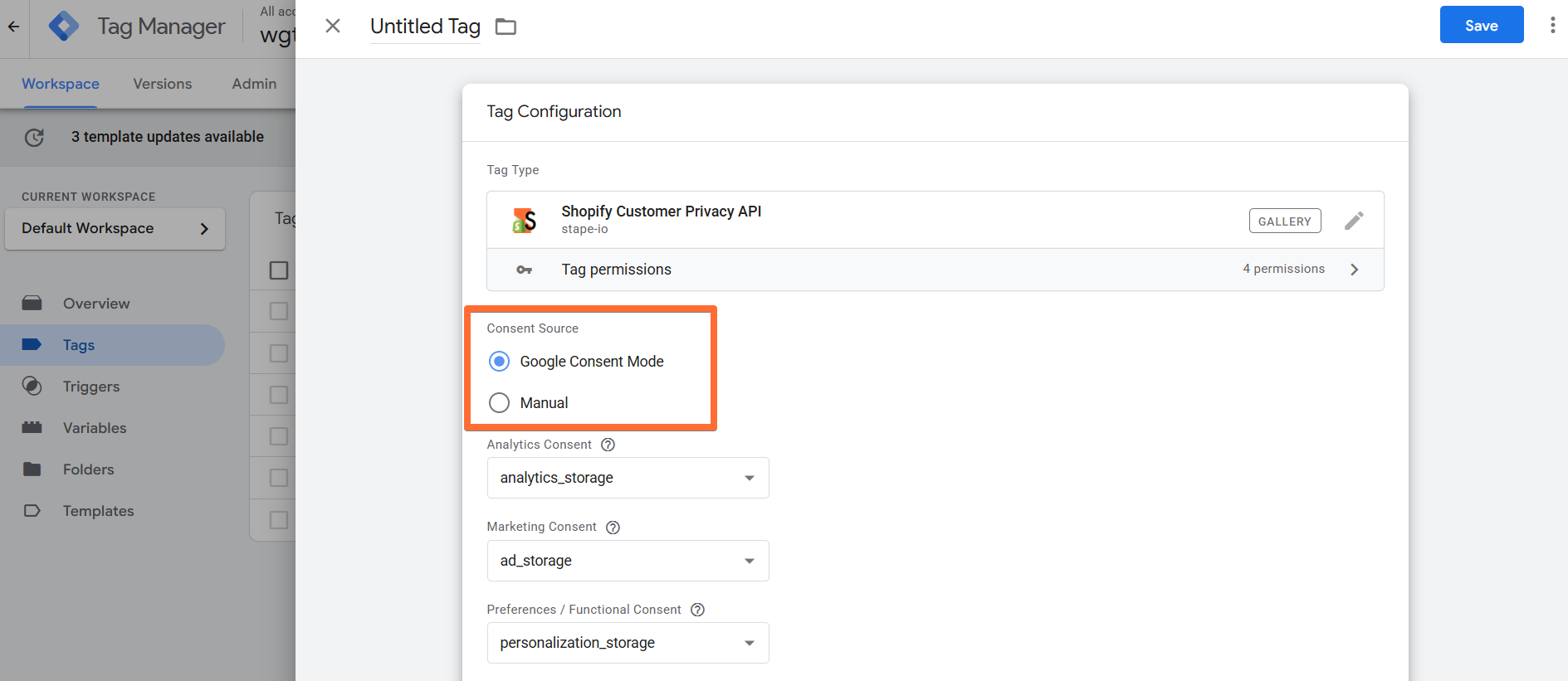 Consent Source options