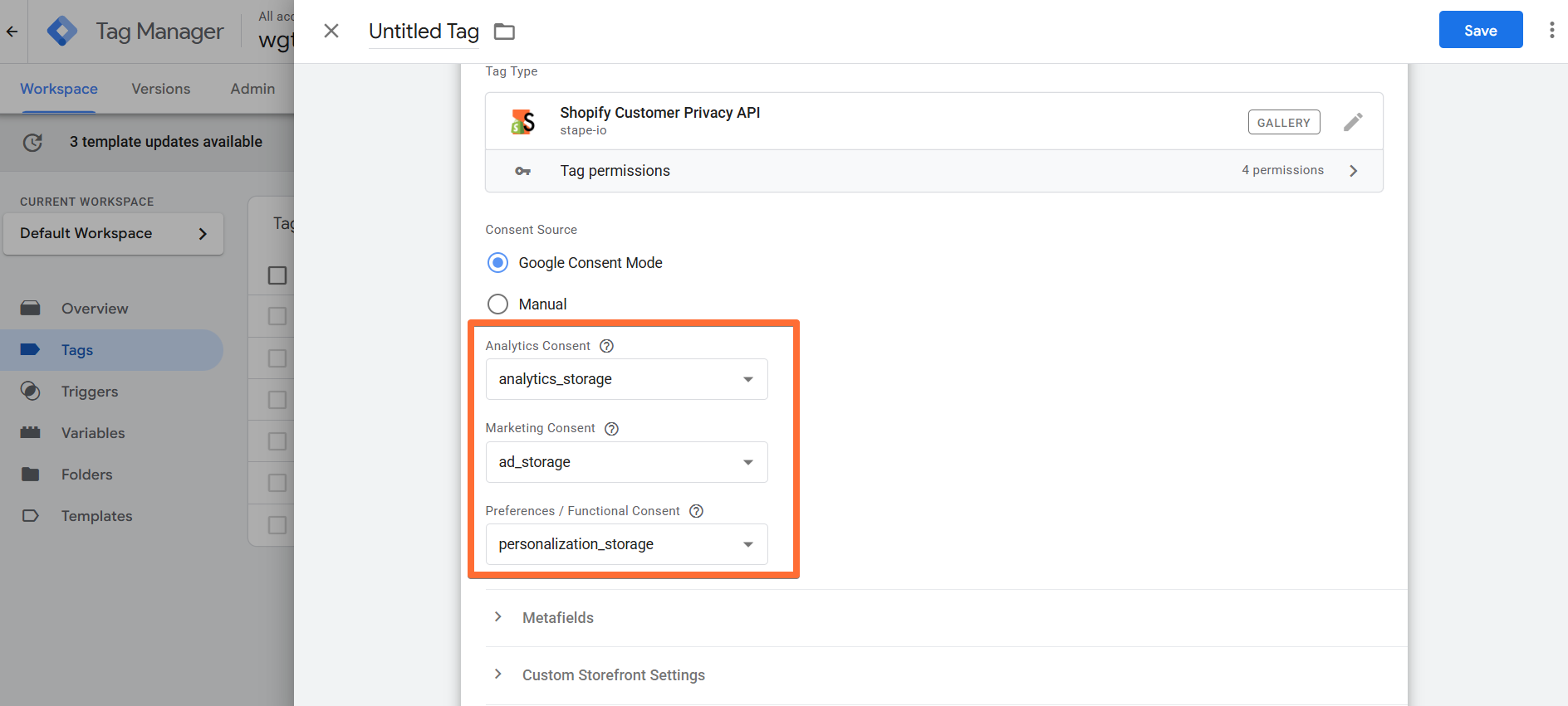 Google Consent Mode as consent source