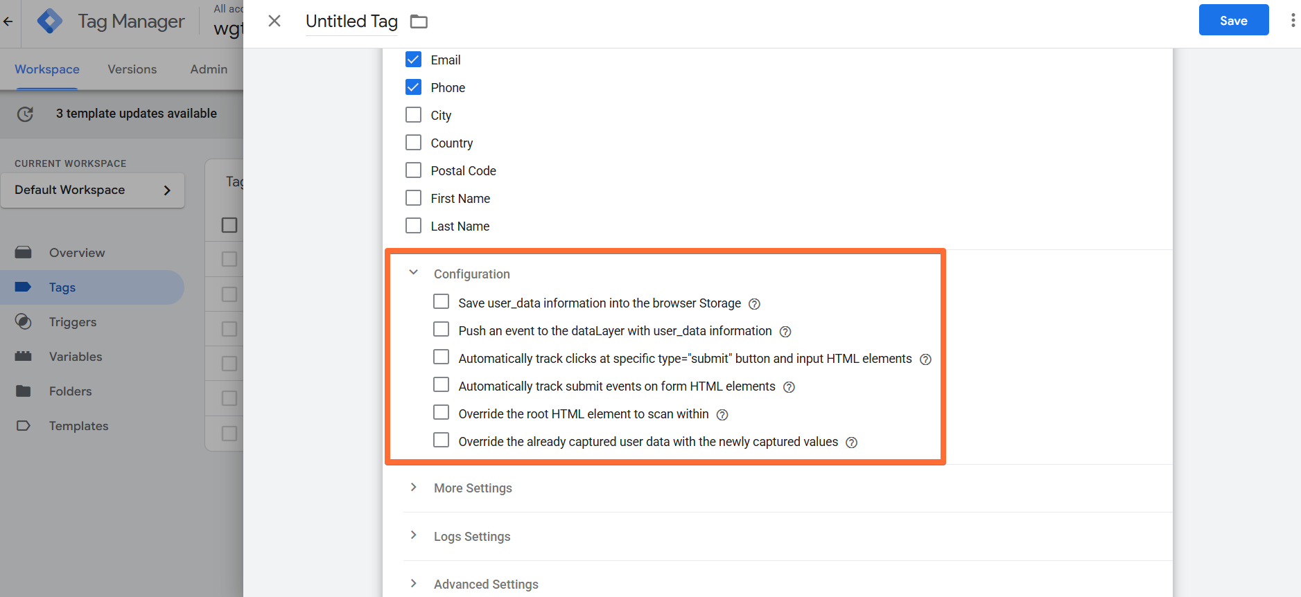 Configuration options